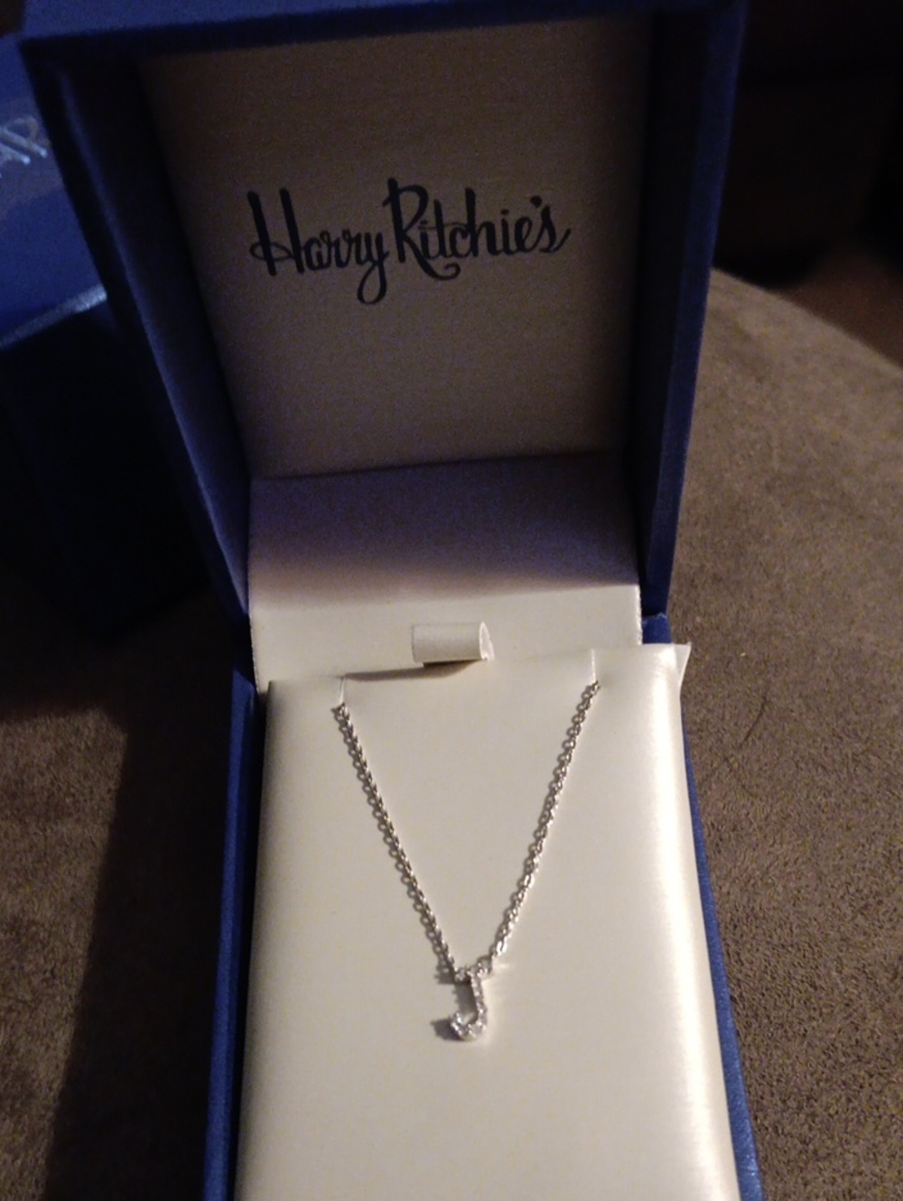 White Gold 'J' Initial Necklace with Diamonds